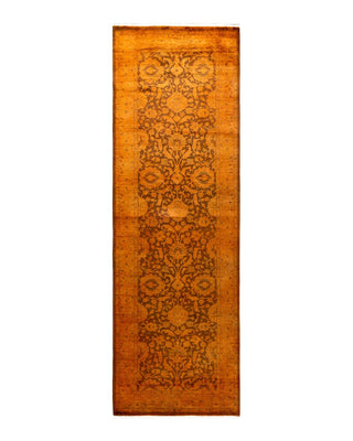 Fine Vibrance, One-of-a-Kind Hand-Knotted Runner Rug - Gold, 2' 8" x 8' 4" - Solo Rugs