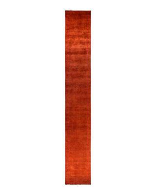Fine Vibrance, One-of-a-Kind Hand-Knotted Runner Rug - Orange, 3' 1" x 22' 8" - Solo Rugs