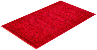 Fine Vibrance, One-of-a-Kind Hand-Knotted Runner Rug - Red, 3' 1" x 5' 2" - Solo Rugs