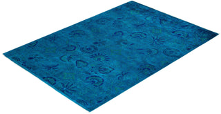 Vibrance, One-of-a-Kind Hand-Knotted Area Rug - Blue, 6' 0" x 9' 3" - Solo Rugs