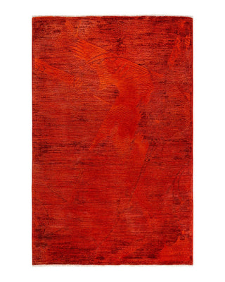 Vibrance, One-of-a-Kind Hand-Knotted Area Rug - Orange, 4' 0" x 6' 1" - Solo Rugs