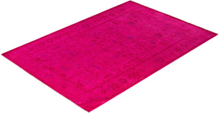 Vibrance, One-of-a-Kind Hand-Knotted Area Rug - Pink, 4' 6" x 6' 6" - Solo Rugs