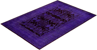 Vibrance, One-of-a-Kind Hand-Knotted Area Rug - Purple, 5' 3" x 7' 7" - Solo Rugs