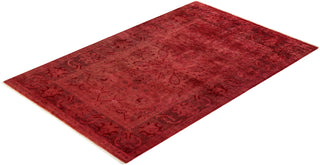 Vibrance, One-of-a-Kind Hand-Knotted Area Rug - Red, 4' 1" x 6' 4" - Solo Rugs
