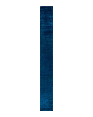Vibrance, One-of-a-Kind Hand-Knotted Runner Rug - Blue, 2' 6" x 21' 7" - Solo Rugs