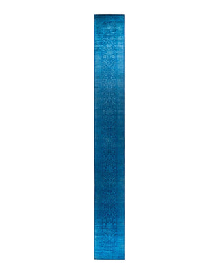 Vibrance, One-of-a-Kind Hand-Knotted Runner Rug - Blue, 2' 7" x 21' 10" - Solo Rugs