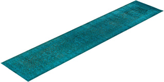 Vibrance, One-of-a-Kind Hand-Knotted Runner Rug - Blue, 3' 2" x 15' 1" - Solo Rugs