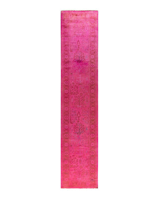 Vibrance, One-of-a-Kind Hand-Knotted Runner Rug - Pink, 2' 5" x 12' 2" - Solo Rugs