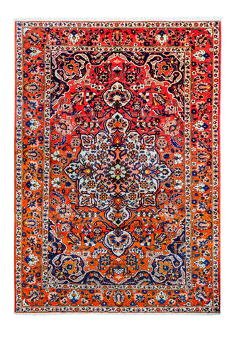 Authentic Persian Red Wool Area Rug 10" x 7" - Solo Rugs