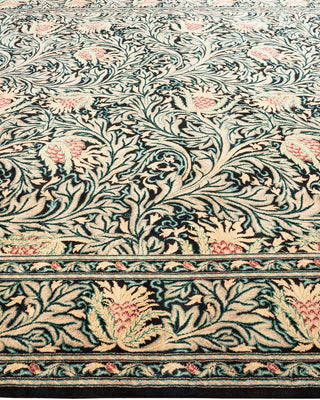 Traditional Mogul Black Wool Area Rug 9' 1" x 12' 4" - Solo Rugs