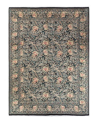Traditional Mogul Black Wool Area Rug 9' 1" x 12' 4" - Solo Rugs