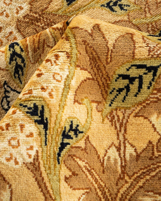 Traditional Mogul Yellow Wool Area Rug 6' 1" x 8' 10" - Solo Rugs