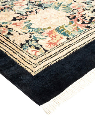 Traditional Mogul Black Wool Area Rug 9' 0" x 12' 7" - Solo Rugs