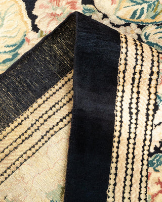 Traditional Mogul Black Wool Area Rug 9' 0" x 12' 7" - Solo Rugs