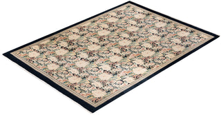 Traditional Mogul Black Wool Area Rug 9' 0" x 12' 7" - Solo Rugs