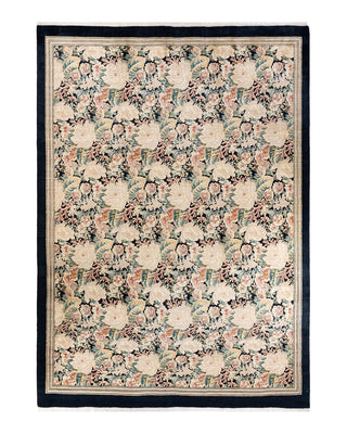 Traditional Mogul Black Wool Area Rug 9' 0" x 12' 7" - Solo Rugs