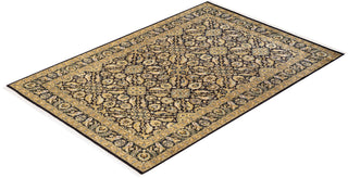 Traditional Mogul Brown Wool Area Rug 6' 1" x 9' 0" - Solo Rugs