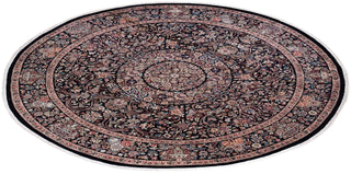 Traditional Mogul Black Wool Round Area Rug 9' 0" x 9' 2" - Solo Rugs