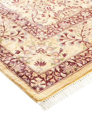 Traditional Mogul Yellow Wool Area Rug 6' 2" x 8' 10" - Solo Rugs