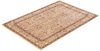 Traditional Mogul Yellow Wool Area Rug 6' 2" x 8' 10" - Solo Rugs