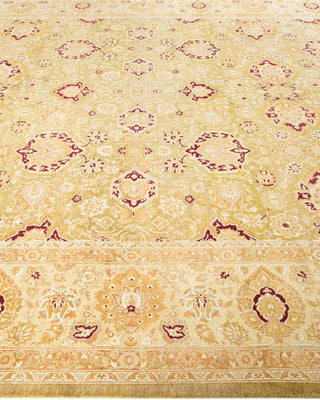 Traditional Mogul Green Wool Area Rug 9' 3" x 12' 4" - Solo Rugs