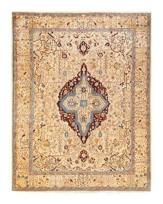 Contemporary Eclectic Ivory Wool Area Rug 8' 10" x 11' 3" - Solo Rugs