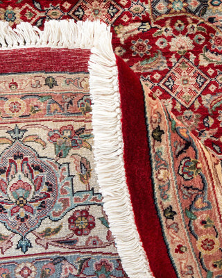 Traditional Mogul Red Wool Round Area Rug 7' 1" x 7' 3" - Solo Rugs