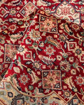 Traditional Mogul Red Wool Round Area Rug 7' 1" x 7' 3" - Solo Rugs