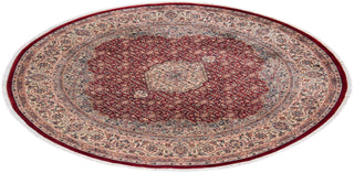 Traditional Mogul Red Wool Round Area Rug 7' 1" x 7' 3" - Solo Rugs