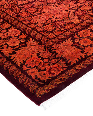 Contemporary Fine Vibrance Red Wool Area Rug 6' 2" x 9' 2" - Solo Rugs