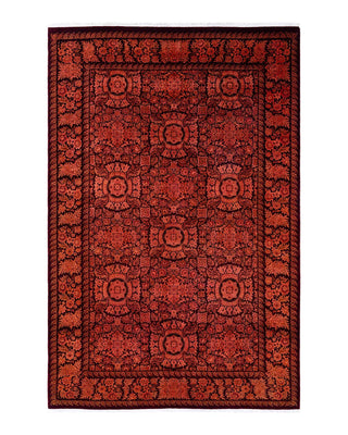 Contemporary Fine Vibrance Red Wool Area Rug 6' 2" x 9' 2" - Solo Rugs