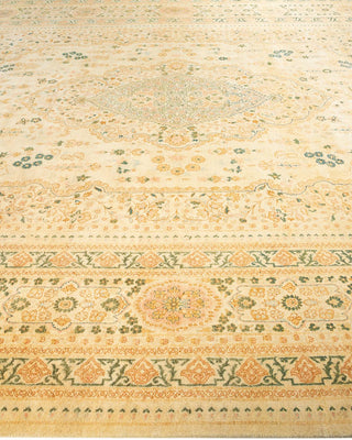 Traditional Mogul Ivory Wool Area Rug 9' 1" x 12' 1" - Solo Rugs