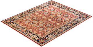 Traditional Mogul Orange Wool Area Rug 8' 0" x 9' 10" - Solo Rugs