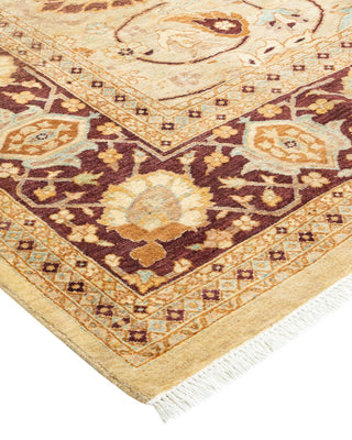 Traditional Mogul Yellow Wool Area Rug 6' 2" x 9' 5" - Solo Rugs
