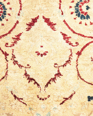 Traditional Mogul Yellow Wool Area Rug 6' 2" x 9' 2" - Solo Rugs