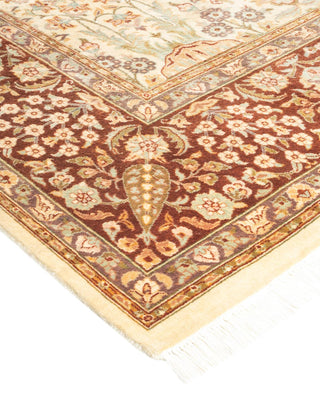 Traditional Mogul Ivory Wool Area Rug 6' 1" x 8' 9" - Solo Rugs