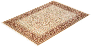 Traditional Mogul Ivory Wool Area Rug 6' 1" x 8' 9" - Solo Rugs
