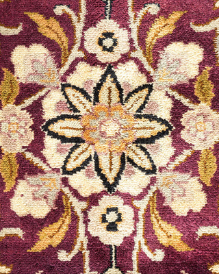 Traditional Mogul Purple Wool Area Rug 10' 0" x 14' 3" - Solo Rugs