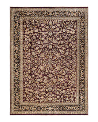 Traditional Mogul Purple Wool Area Rug 10' 0" x 14' 3" - Solo Rugs