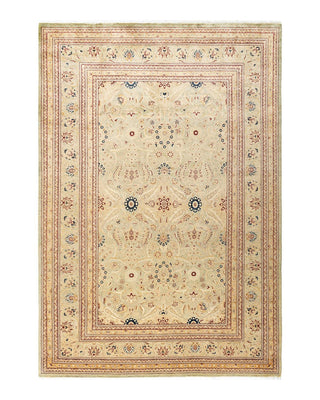 Traditional Mogul Light Blue Wool Area Rug 6' 1" x 8' 10" - Solo Rugs