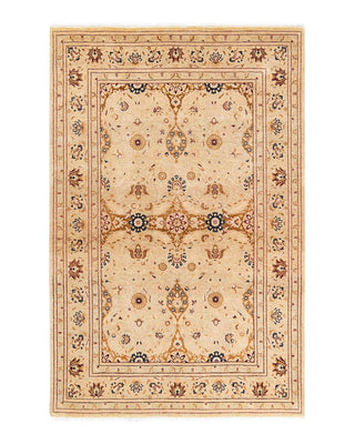 Traditional Mogul Yellow Wool Area Rug 4' 2" x 6' 4" - Solo Rugs