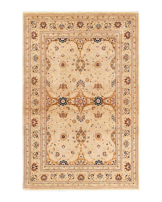 Traditional Mogul Yellow Wool Area Rug 4' 2" x 6' 4" - Solo Rugs