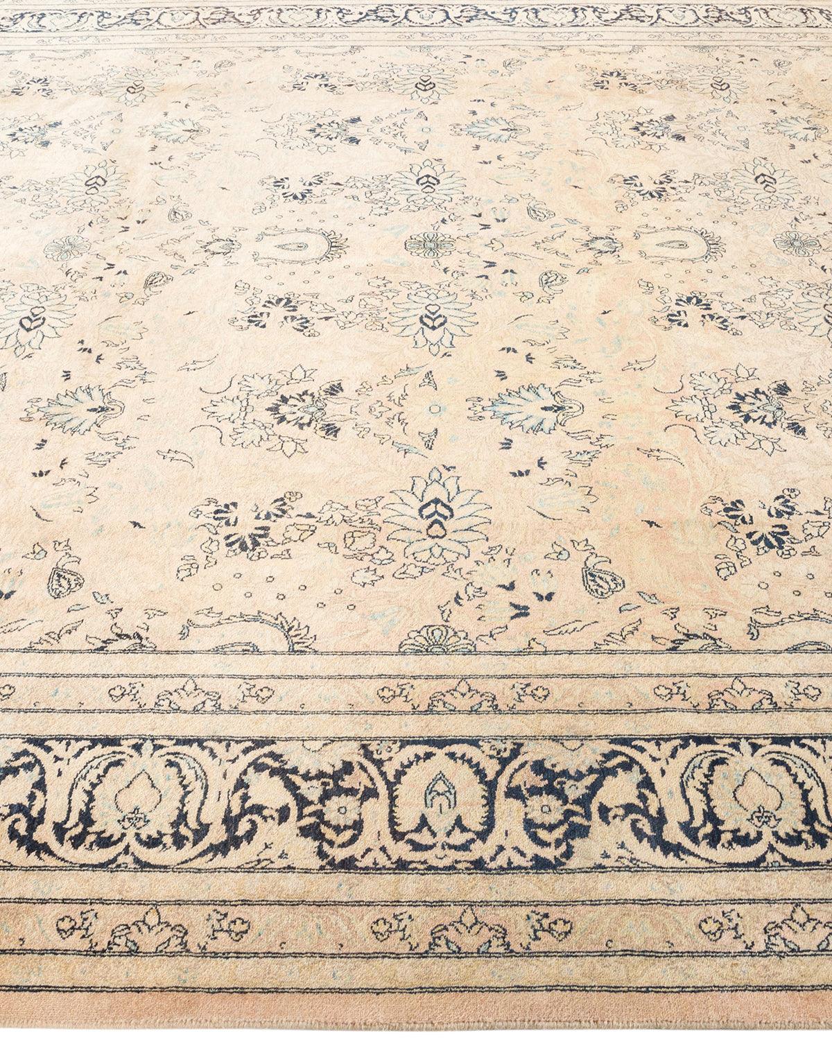 Traditional Mogul Beige Wool Area Rug 8' 2" x 10' 3" - Solo Rugs