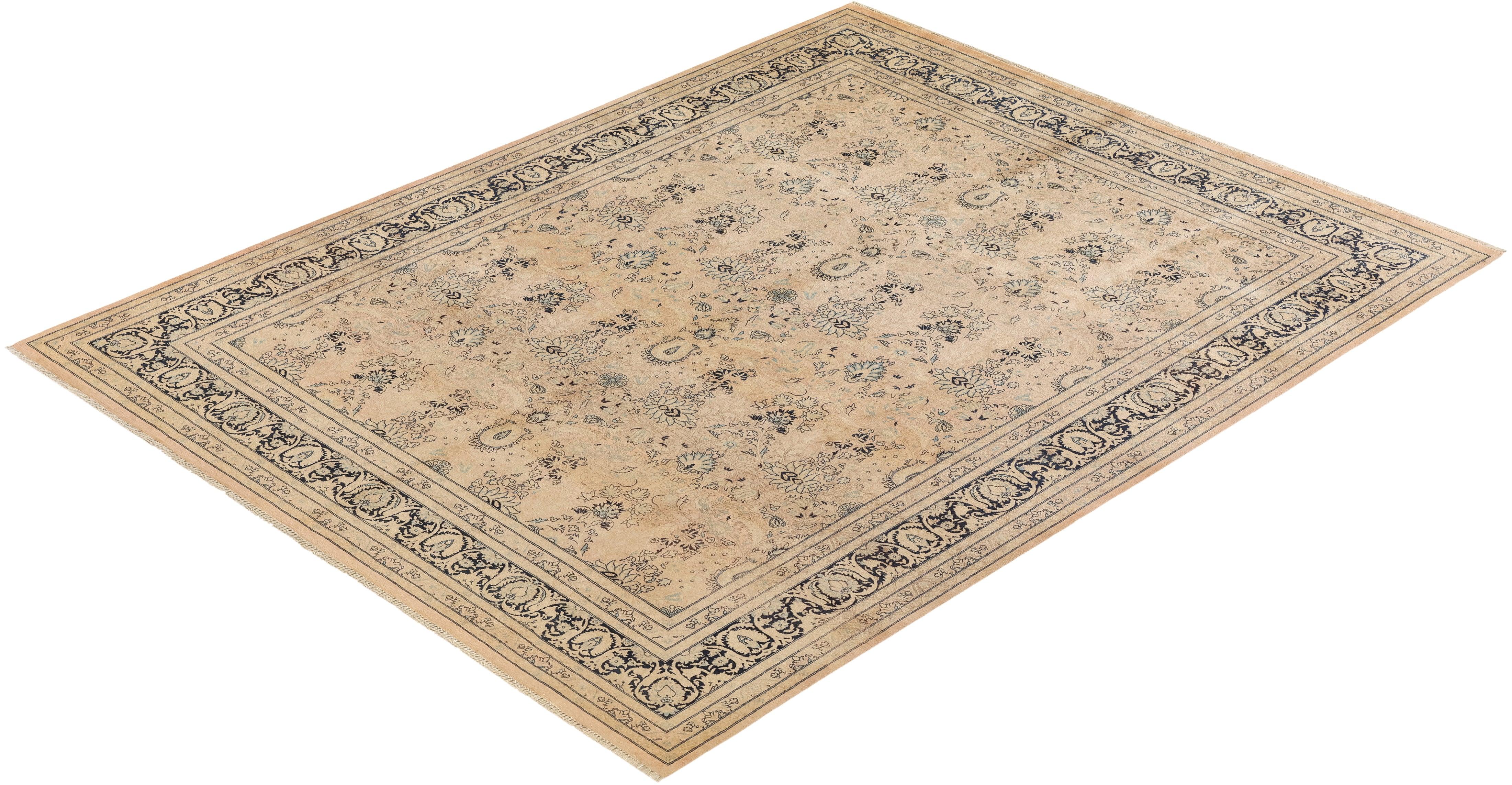 Traditional Mogul Beige Wool Area Rug 8' 2" x 10' 3" - Solo Rugs
