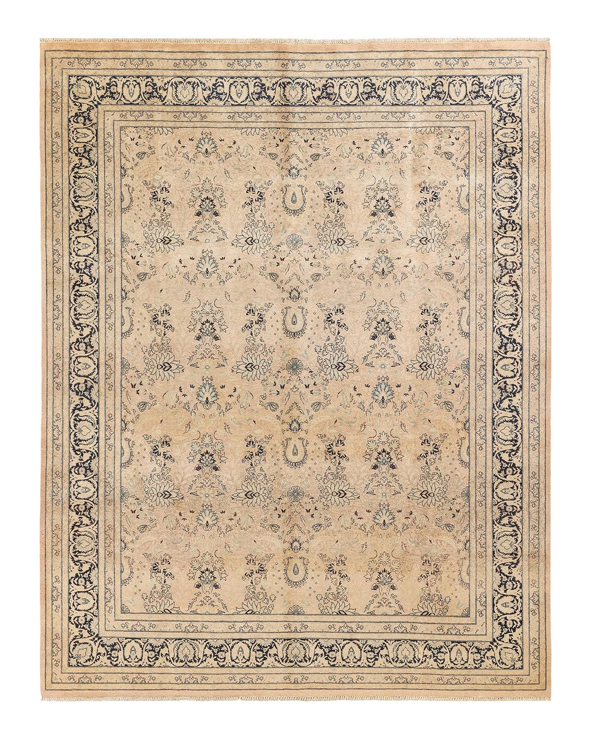 Traditional Mogul Beige Wool Area Rug 8' 2" x 10' 3" - Solo Rugs