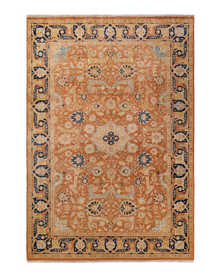 Traditional Mogul Brown Wool Area Rug 6' 1" x 8' 10" - Solo Rugs