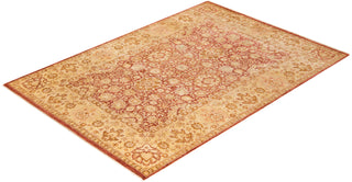 Traditional Mogul Pink Wool Area Rug 6' 2" x 8' 9" - Solo Rugs
