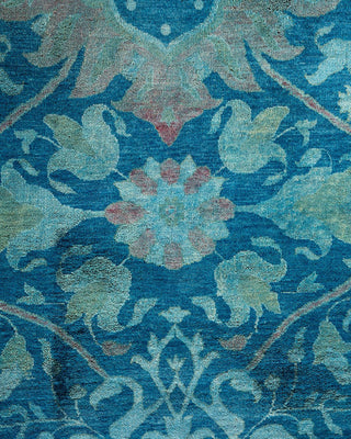 Contemporary Fine Vibrance Blue Wool Area Rug 10' 2" x 14' 6" - Solo Rugs