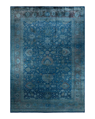 Contemporary Fine Vibrance Blue Wool Area Rug 10' 2" x 14' 6" - Solo Rugs