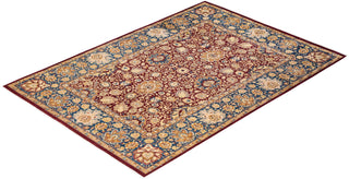 Traditional Mogul Red Wool Area Rug 6' 2" x 8' 9" - Solo Rugs